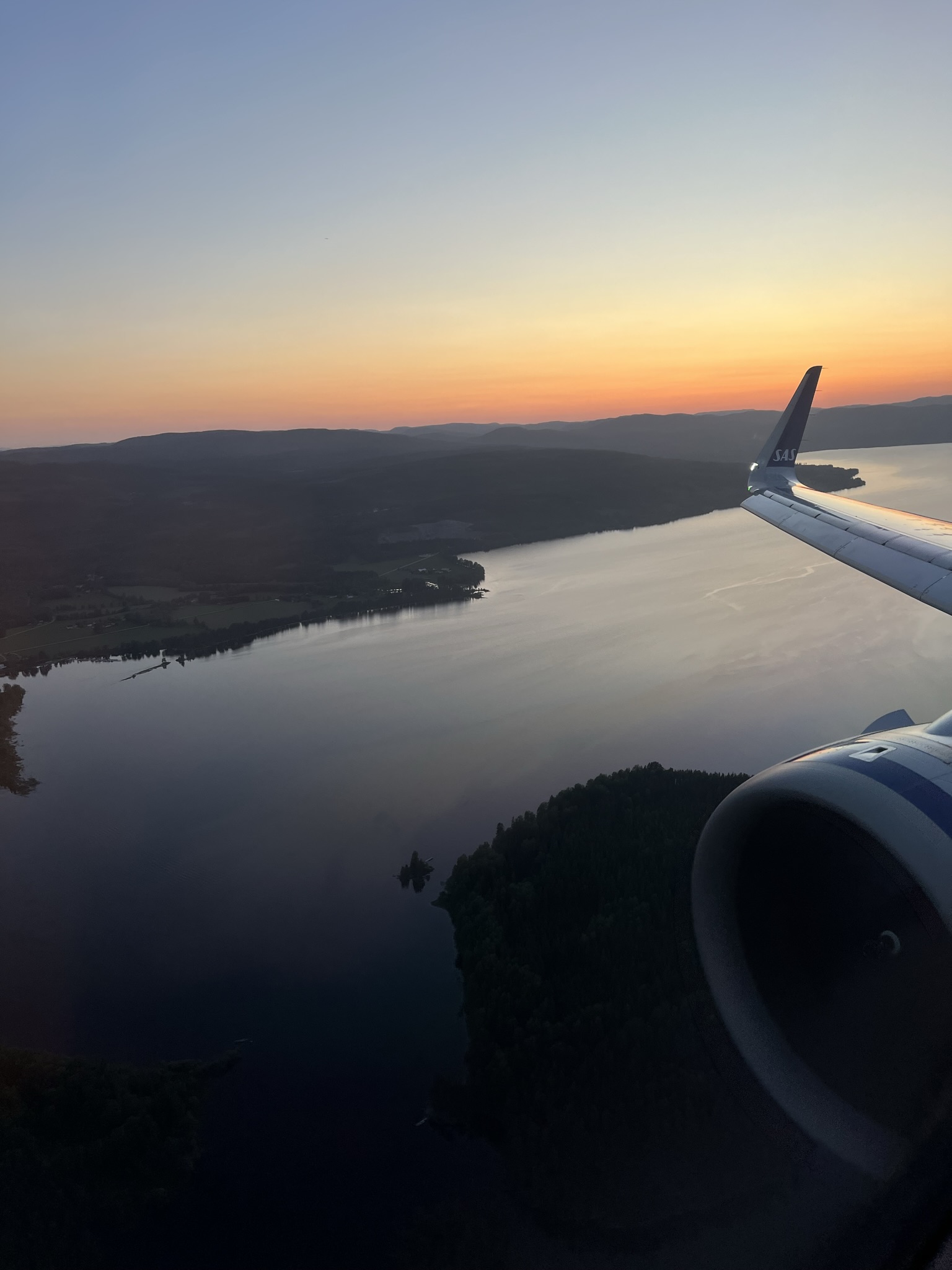 Sunset flight over Norway