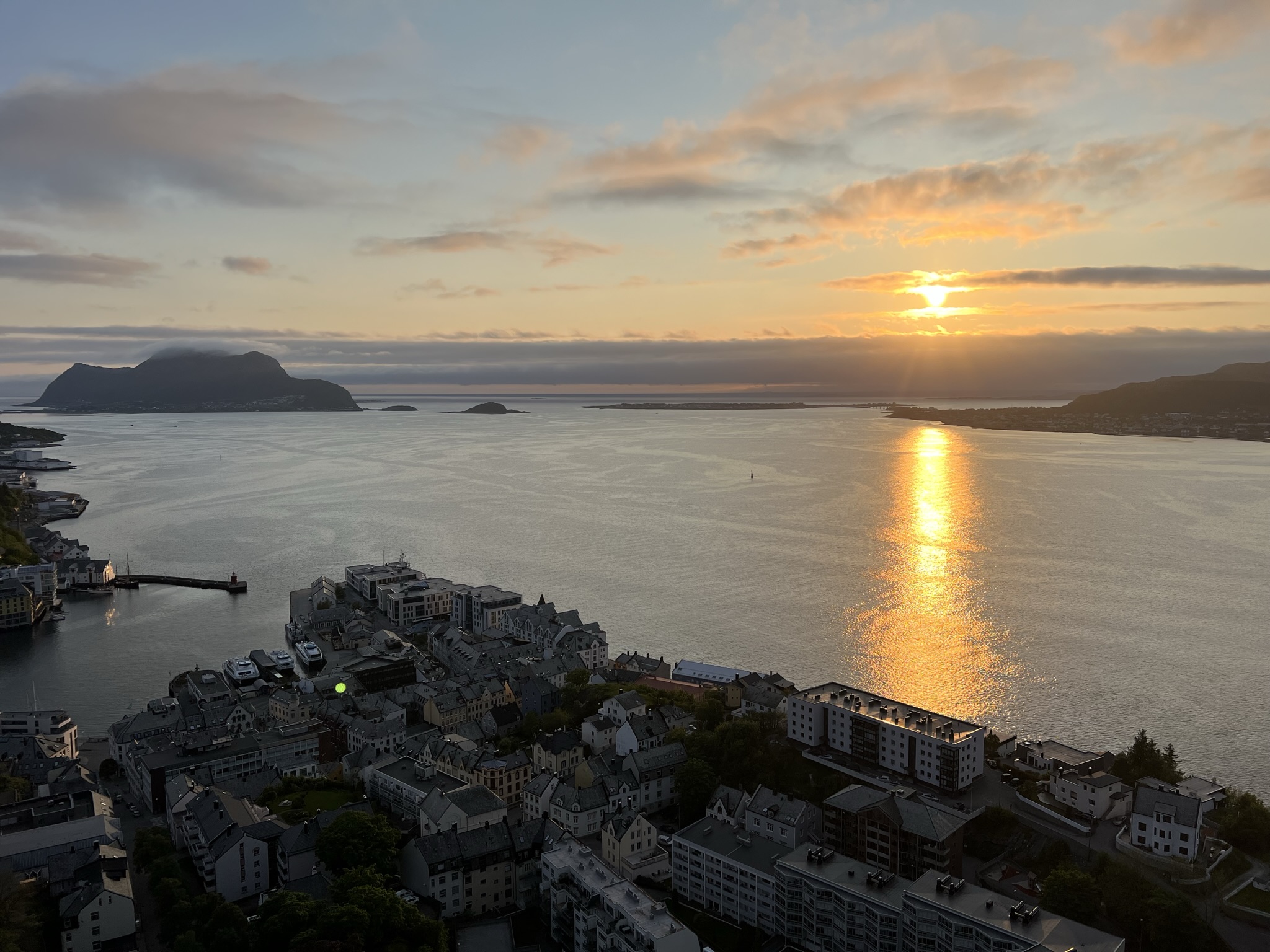 Sunset over Ålesund harbor