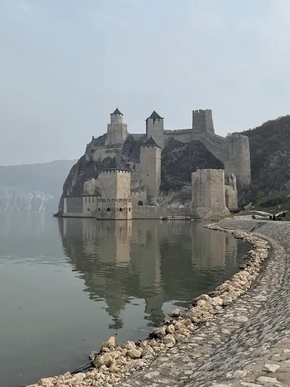 Golubac Fortress rising above the Uvac River canyon, Serbia